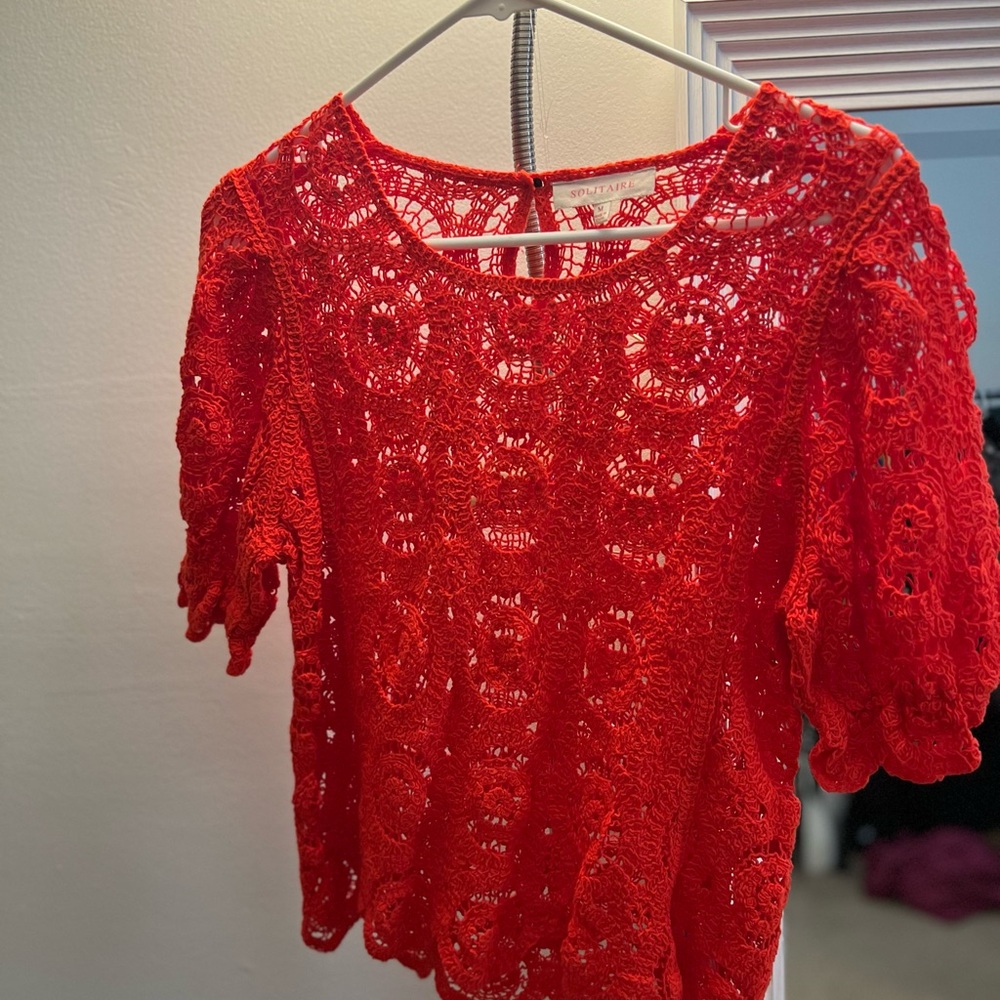 Solitaire Red Crochet Blouse